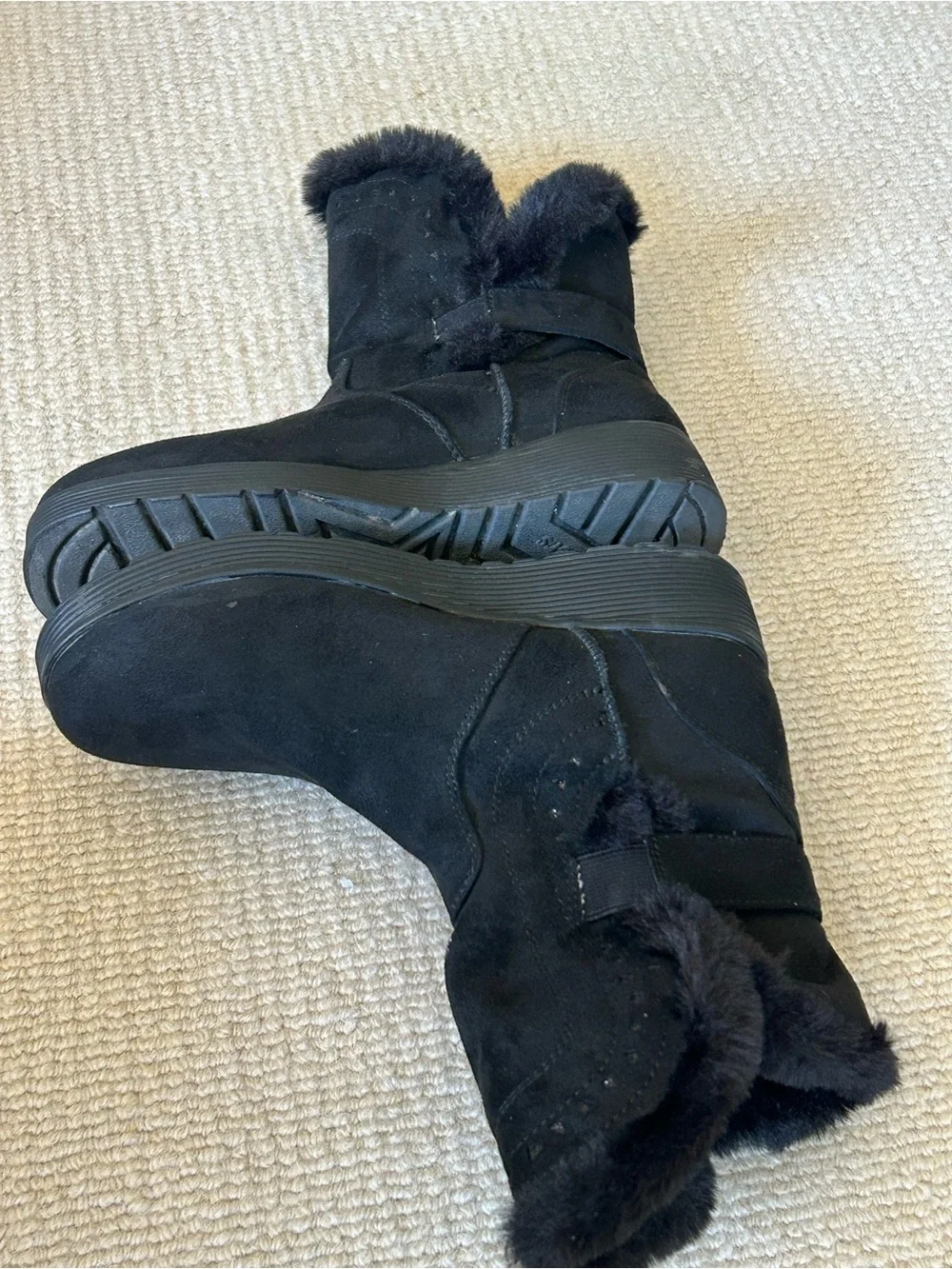 Skechers Black Faux Fur Trim Kids Winter Boots